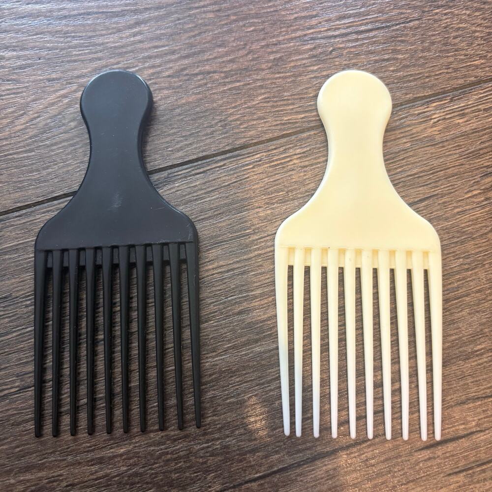 Lot Of 2 Vintage 90s Goody Hair Pick Lift Combs Picks 5” Made USA Black Cream
